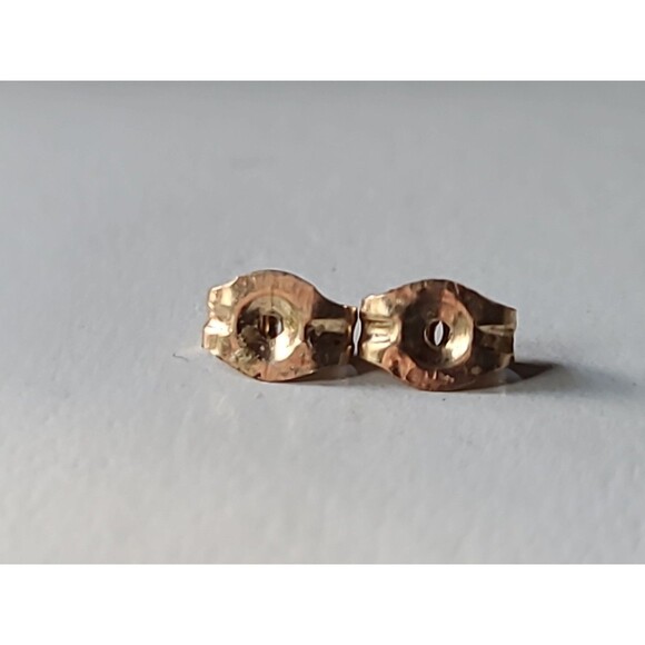 10K Yellow Gold Pearl Cluster Flower Shaped Stud Post Earrings Vintage - Picture 7 of 10